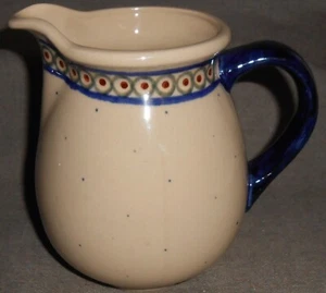 Hand Made BOLESLAWIEC Polish Pottery 5 1/2" tall 32 oz PITCHER - Picture 1 of 5
