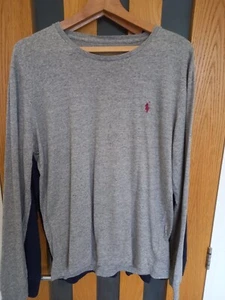 Ralph Lauren Long Sleeve T shirt Grey Men Medium 100% Cotton - Picture 1 of 2