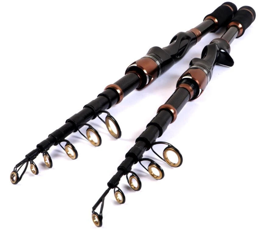 Caña de pescar telescópica de fibra de carbono caña de pescar giratoria de mano Foto 1 de 1