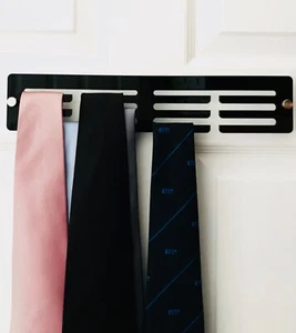 Tie Rack Scarf Holder Belt Hanger In Black Acrylic - Picture 1 of 1