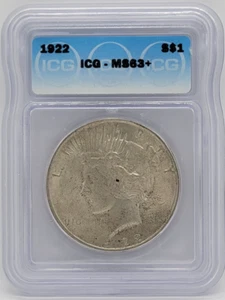 1922 Peace Dollar $1 Silver - Graded ICG MS63+ - Picture 1 of 2