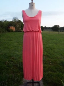 Soft Stretch Sleeveless Jersey Coral Racer Back Maxi Dress BOOHOO UK 14 BNWT - Picture 1 of 4