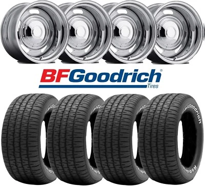 15x8 CHROME RALLY MOON WHEELS RIMS TIRES 255 60 15 BFGOODRICH TIRES SET Foto 1 de 4