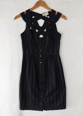 Flock by Tracy Reese Dress Womens 0 Black 100% Cotton Eyelet Mini Summer - Image 1 of 4