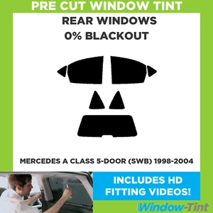 For Mercedes A Class 5-door (SWB) 98-04 Pre Cut Window Tint 0% Blackout Film - Picture 1 of 10