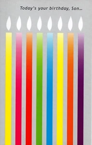 Colorida Tarjeta de CUMPLEAÑOS PARA HIJO, Celebración de Velas - Saludos por la Libertad + Sobre - Imagen 1 de 4