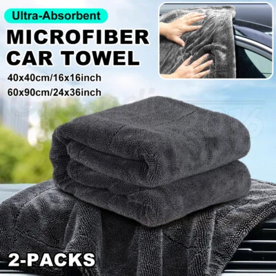 Extra Thick Microfiber Car Towel Set 1300GSM Fast Drying Auto Detailing Cloths - image 1 of 4