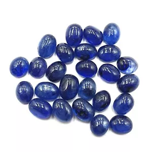 Lote de piedras sueltas cabujón ovaladas de zafiro azul natural 6*8-7*9 mm 19 quilates 8 piezas - Imagen 1 de 4
