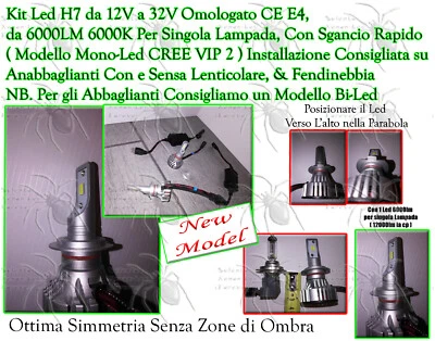 kit led H7 MONOLED per Fari con Lenticolare 12000LM 6000K DA 12V A 32V CANBUS - Immagine 1 di 4