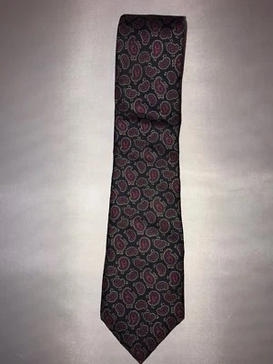 Corbata de cuello clásica vintage Pietro Di Como negra roja cachemira 100 % seda hecha en EE. UU. Foto 1 de 4