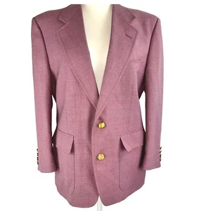 Blazer De Colección Palm Beach L Malva Dorado Botón Bolsillos Frontales Preppy Carrera Dinero Antiguo - Imagen 1 de 7