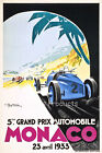 1933 Monaco Grand Prix Classique Formule 1 Affiche de voiture de course 24x36