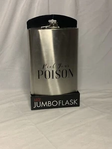 Jumbo Flask 64 Ounce Pick Your Poison Stainless Steel Black Large Heavy Duty - Picture 1 of 2