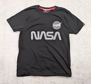 Alpha Industries NASA Herren T-Shirt schwarz Baumwolle Herren Größe L reflektierend - Bild 1 von 8