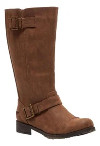 Rocket Dog Berry Womens Brown Tall Zip Up Mid Calf Biker Buckle Boots - Picture 1 of 5
