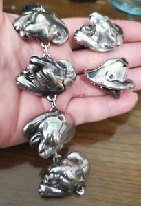 Juego de Pendientes de Pulsera Pantera de Plata Esterlina 925 Vintage FREDERIC DUCLOS Firmados - Imagen 1 de 5