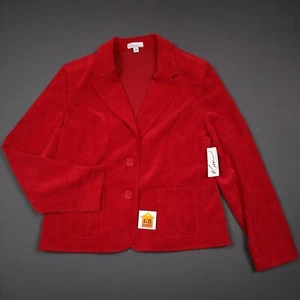 NWT 14 size Women's Career Jacket Kim Rogers Button Front Red Corduroy - Picture 1 of 7