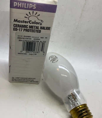 PHILIPS 70 Watt ED17 MasterColor Ceramic Metal Halide Bulb - White Finish - E26 - Image 1 of 4