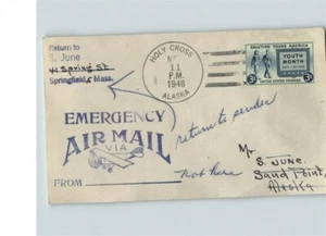 1948 correo aéreo de emergencia con marca de retorno al remitente, enviado a Holy Cross, Alaska - Imagen 1 de 1