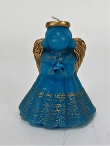Angel Candle Blue/Gold 4.5" - Picture 1 of 6