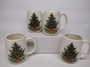 4 Vintage 70er Jahre Holiday Becher Set Weihnachtsbaum Design MCM Style  - Bild 1 von 4
