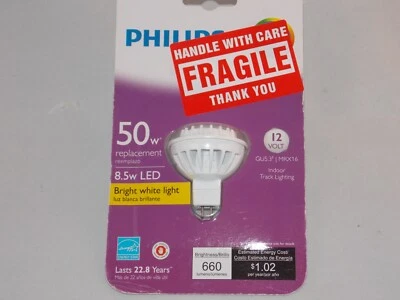 GENUINE 50W 8.5W LED Phillips Indoor Track Light Bulb Bright White GU5.3 MRX16 - Image 1 of 3
