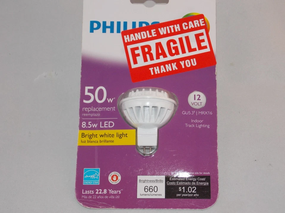 GENUINE 50W 8.5W LED Phillips Indoor Track Light Bulb Bright White GU5.3 MRX16 - Image 1 of 3