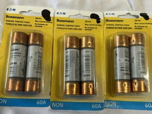 3sets Of 2 Eaton Bussmann General Purpose Fuses 250Vac NON 60A - Picture 1 of 7