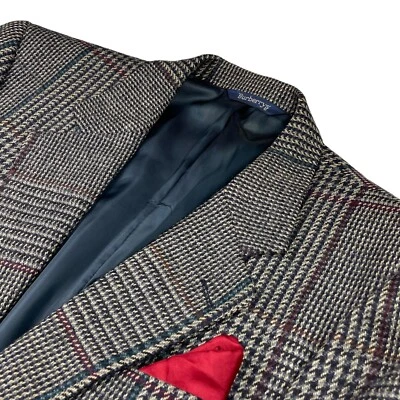 Blazer de colección Burberrys para hombre 100 % lana tweed azul marino/beige ventana a cuadros • 42R Foto 1 de 4
