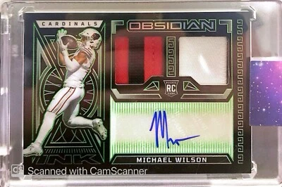 2023 Panini Obsidian Michael Wilson Rookie Patch Auto RPA /25 RC CARDINALS WR - Image 1 of 2