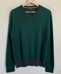 Banana Republic Pullover Pullover V-Ausschnitt grün grau Borte Merinowolle Größe M - Bild 1 von 6