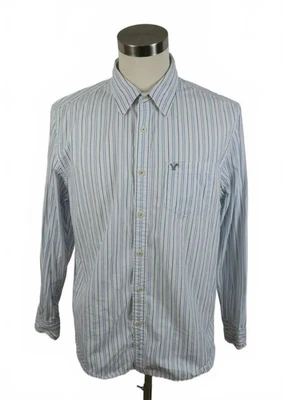 Camisa a Rayas American Eagle Para Hombre Calce Vintage Abotonada Blanca Azul XL Foto 1 de 4