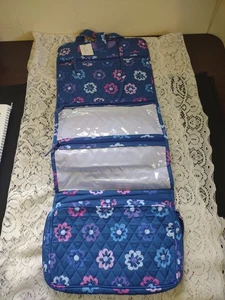 Vera Bradley Ellie Flowers Blue Floral Travel Cosmetics Makeup Hanging Organizer - Picture 1 of 7