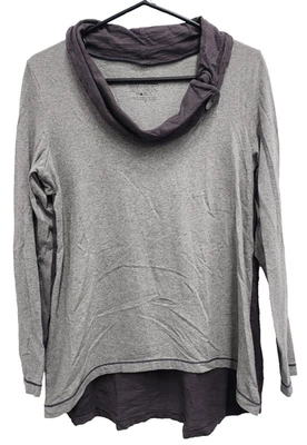 Неоновый Будда женщин Lagenlook Топ маленький серый фиолетовый капот шеи Hi-Low длинным рукавом - Изображение 1 из 4