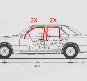 Mercedes E-Class W124 Door Window Rubber Seal Running Gasket Full Set Of 4 OEM - Bild 1 von 14