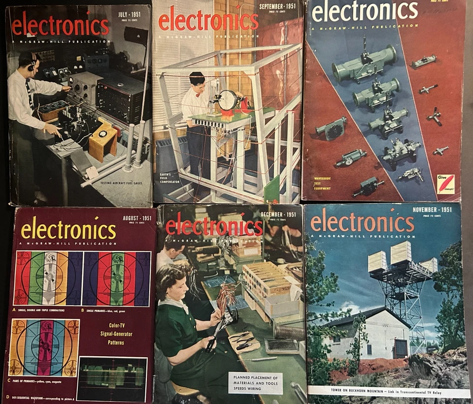 ⚡Lot of 6 Vintage DIY Electronics Magazines 1951 - Image 1 of 1