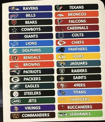 TALL Sports Card Dividers With FREE Customized NFL Logo Labels