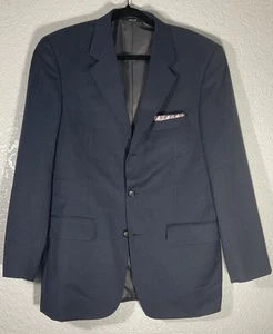 Lanzini Rom Italy Größe 38R 100% Wolle Shell Herren Blazer Jacke Sport Mantel Blau - Bild 1 von 11