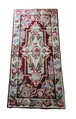 Felpudo 26x54 Anudado a Mano Oriental Pequeño Floral Tradicional Alfombra Decoración De Colección Foto 1 de 4