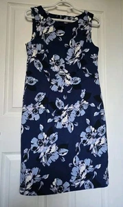 Mario Serrani Italy Blue Floral Sleeveless Pencil Midi Dress Womens Size 8 - Picture 1 of 6