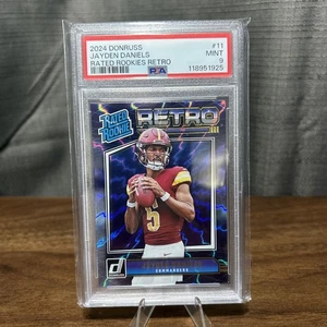2024 Panini Donruss Jayden Daniels Rated Rookies Retro Mint PSA 9 Commanders - Bild 1 von 2