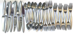 Reed Barton Café Matte 30 Piece Stainless Steel Satin/Frosted Spoons Fork Knife - Picture 1 of 4