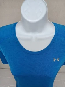 UNDER ARMOUR DAMEN LARGE BLAU PINK AKZENT KURZARM HEATGEAR TRAINING T-SHIRT - Bild 1 von 13