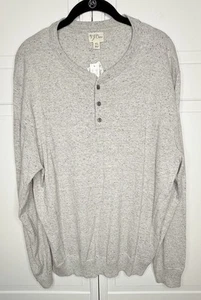 J Crew Sweater Men’s XL Cotton/Silk Blend Donegal Henley Pullover Gray AZ956 NWT - Picture 1 of 13