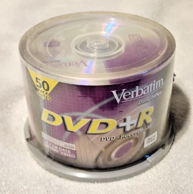 Verbatim DVD+R 4.7GB 120MIN (50 Pack) Recordable DVD Disc 1X-2.4X Speed - Image 1 of 4
