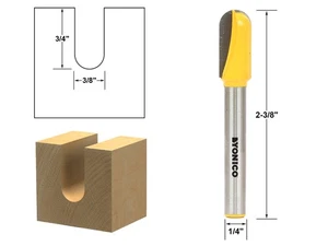 3/16" Radius, Long Reach Core Box Long Reach Router Bit - 1/4" Shank - Yonico 14 - Picture 1 of 1