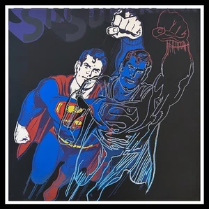 ANDY WARHOL "SUPERMAN" - Jet Black Trial - Serigrafia - Polvere di Diamanti - RARA BELLEZZA! - Foto 1 di 9