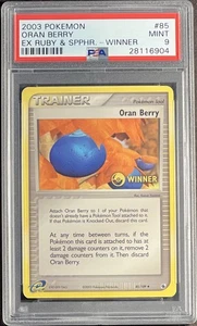 2003 Pokémon EX Ruby & Sapphire 85 Oran Berry Winner PSA 9 Mint - Picture 1 of 2