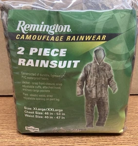 Remington MENS RAIN SUIT Jacket & Pants REALTREE CAMO Packable PVC Size XL XXL - Picture 1 of 4