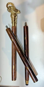 Unisex Walking Cane with Brass Handle - Classic Wooden Walking Stick for Support - Picture 1 of 6